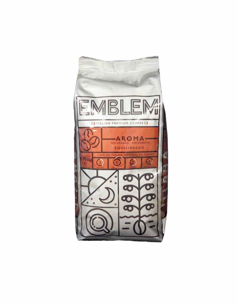 Café en Grano 1 Kg Emblem Aroma-Blend 50% Arábica y 50% Robusta Emblem Italian Coffee