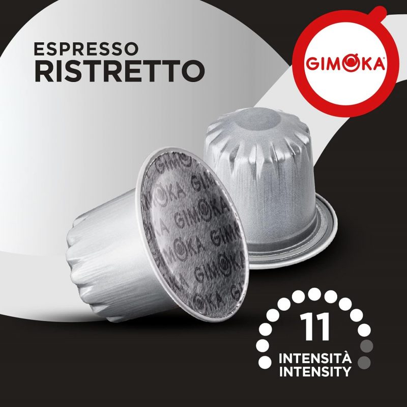 Cápsulas Aluminio - Compatible Para Nespresso Gimoka - 10 Cápsulas - Sabor RISTRETTO - Resistencia 11