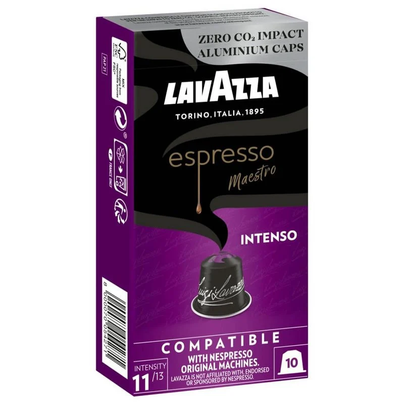 Cápsulas compatibles Lavazza nespresso Espresso Maestro Intenso Intensidad 11 (Aluminio) 10 u.